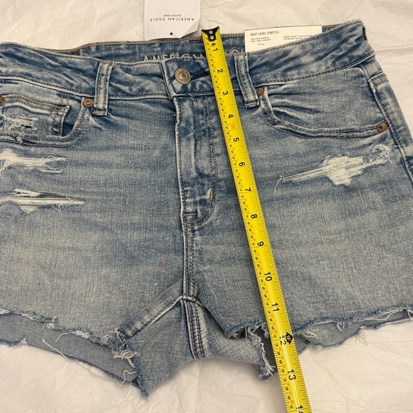 American Eagle Next Level Strech Higu Rise Light Blue Jean Shorts Size 4 - Picture 6 of 7